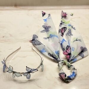 Butterfly hair tie and Headband Set